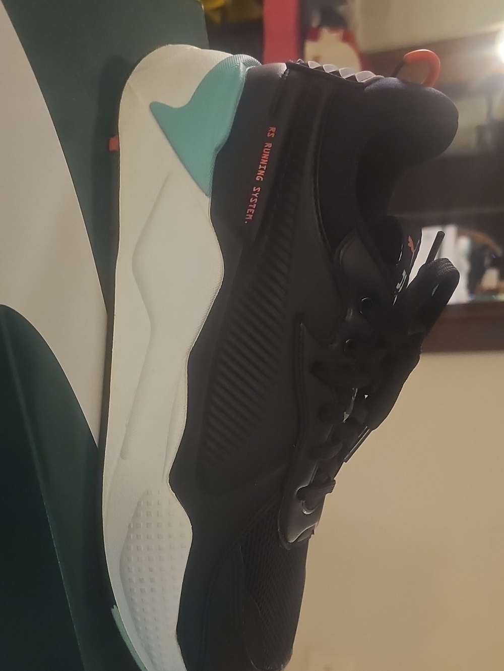 Puma Men's Black Sneakers with Teal and Coral Accents
